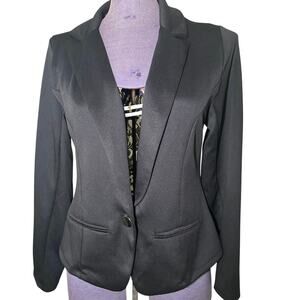 Stoosh women’s black blazer deep plunge one button w/sheer lace back size lg NWT